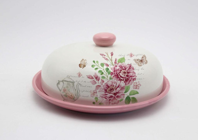 Блюдо для блинов 23см "Дикая роза" с/кр п/у доломит (1/12)