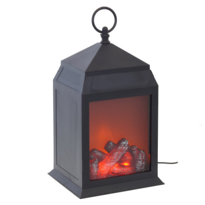 Декоративный фонарь "Камин" (подсветка, 2xLR14, USB (не прилаг.)), L16 W14 H28см(полим.мат.) (1/20)