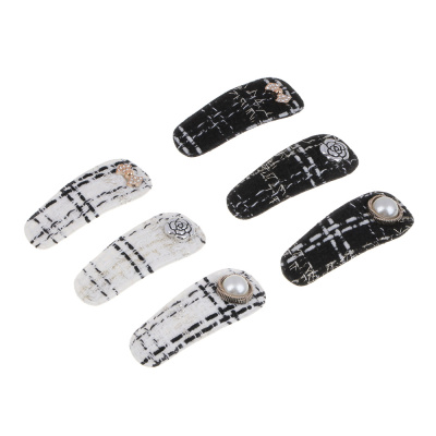 Зажим д/волос, 7,5см, сплав, полиэстер, пластик, 3диз, ACS-127 ЮНИLOOK (12/72)