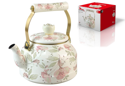 Чайник 2,7л Flowers,эмал.сталь,комбин.ручка под золото, п/у (1/12)