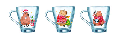 Кружка 250мл "Грация" Новогодняя Капибара (стекло) (20/1200)