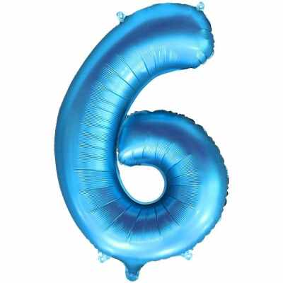 Шар фольгированный 32'/81см "Цифра 6" (синий) (1/20)