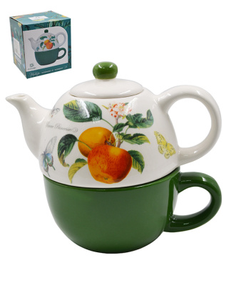 Набор 2пр: чайник v=380мл и чашка v=350мл "" 17х11х16см (под.упаковка) керам.(1/16)