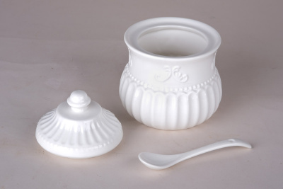 Сахарница 10х13см с ложкой Версаль (фарф.) (3/36)