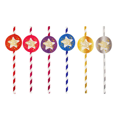 Трубочки для напитков с фольгированным декором, бумага, 20 см FNtastic (12/12/480)