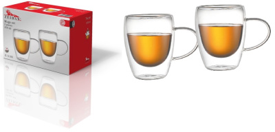 Набор кружек с двойными стенками  ZEIDAN 350 мл стекло (1/24)