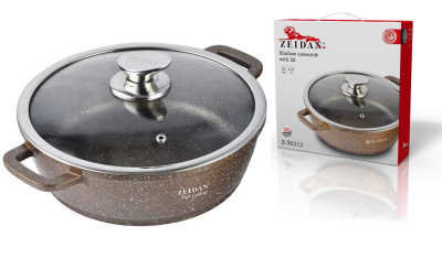 Жаровня 6,6л каменное покр, ст/кр, инд. дно, силикон.накл, п/у (лит.алюм) (1/4)