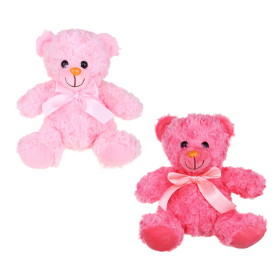 Сувенир мягкий в виде мишки полиэстер, 19 см, 2цв, 2 розовых оттенка LADECOR (4/96)