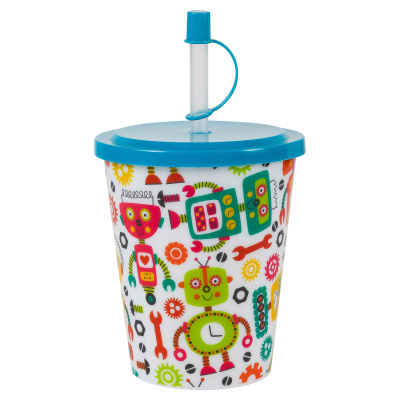 Бокал "BOYS" 400 мл с крышкой и трубочкой пластик(1/18)