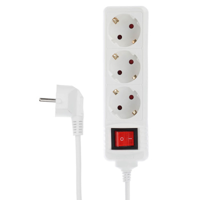 Удлинитель 3 гнезда, евро, макс. мощность 3500Вт, 16A сеч. провода 1кв.мм, 5м FORZA (1/2/30)