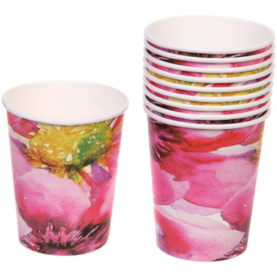 Стакан бумажный 0,2л в наборе 10 шт "Летнее настроение" (1/300)