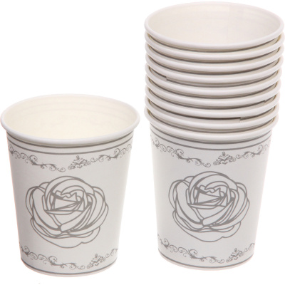 Стакан бумажный 0,2л в наборе 10 шт "Чайная роза" (1/300)