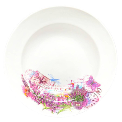 Тарелка глубокая диам. 200 мм Гладкий край Прованс (новый) (фарфор) , р.4 (24)