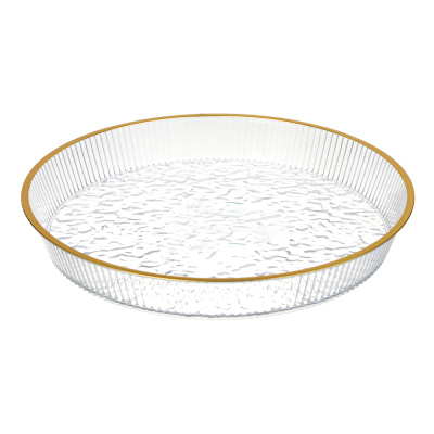 Поднос кругл. с золотой каемкой 29x25x6см РЕТ (1/12)