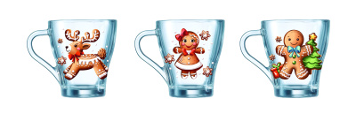 Кружка 250мл "Грация" Новогодний пряник (стекло) (20/1200)