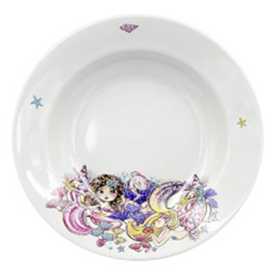 Тарелка глубокая диам. 200 мм Гладкий край Русалочки (фарфор) , р.1800 (1/24)
