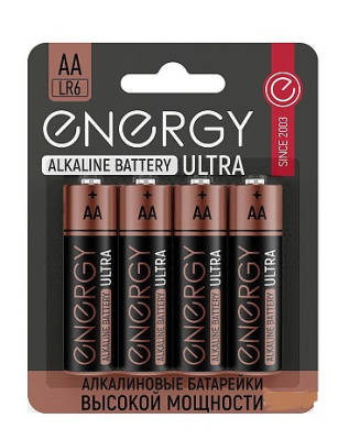 Батарейка алкалиновая Energy Ultra LR6/4B (АА) (10/80)