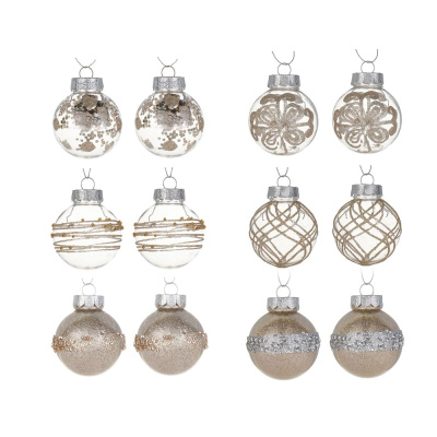 Набор шаров 6 см, 6 шт, шампань, 2 вида, 26-178 СНОУ БУМ (1/2/50)