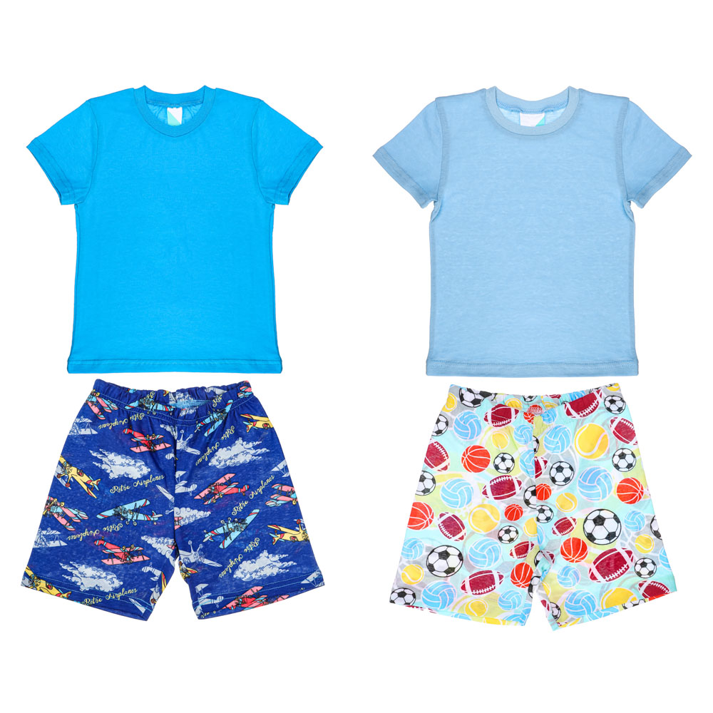 Пижама детская с коротким рукавом (футболка и шорты), р.104-128, 100% хлопок, 2диз(20/60)