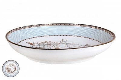 Тарелка 19см Голубой ситец глубокая фарф.(12/60)