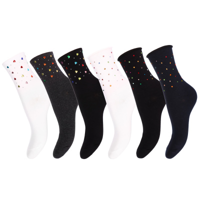 Носки женские с декором, р-р 23-25, 85% хлопок, 10% полиамид, 5% спандекс, 2 диз., НС22-23(12/600)