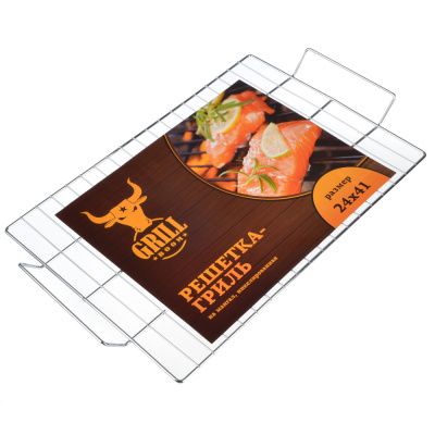 Решетка-гриль на мангал 41*24см GRILLBOOM (угл.сталь, никелеров) (1/24)