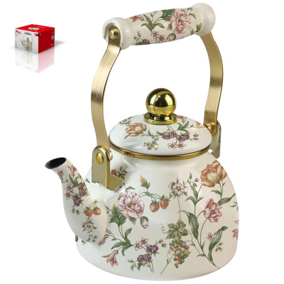 Чайник 1,3 л Bouquet эмал.сталь,съемн.фильтр из нжс,комб.ручка"под золото",внут.эмал.покр. (12) 