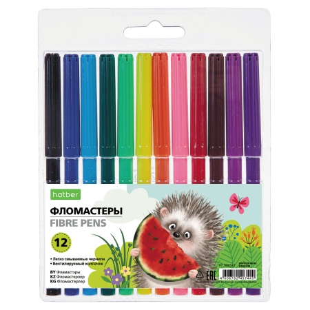 Фломастеры "ECO" 12 цв. -Хорошо быть ёжиком- в блистере с европодвесом (12/192)