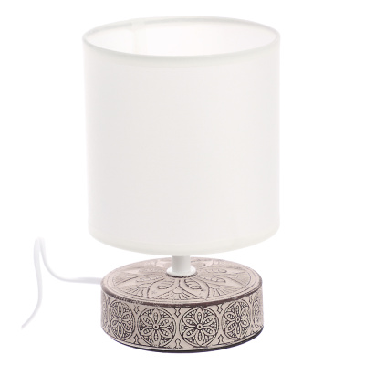 Светильник переносной настольный Перей, 40Вт, 20,5 см, E14, 230В, кер,текстиль,белый/беж BY(1/12)