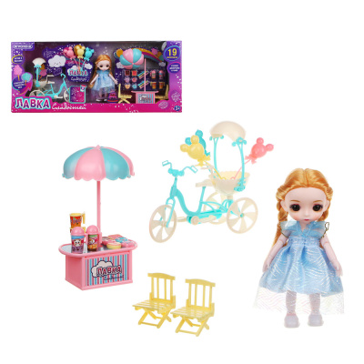 Кукла с аксессуарами "Лавка сладостей", пластик PVC, PP, текстиль, 54,5х22,5х8см ИГРОЛЕНД (1/18)