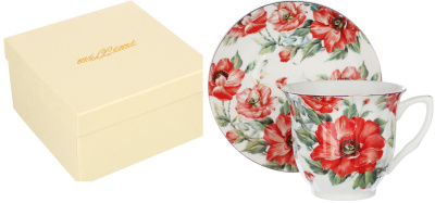Набор чайный 2 пр., 220мл, 14см, Маковый цвет фарфор MILLIMI (1/24)