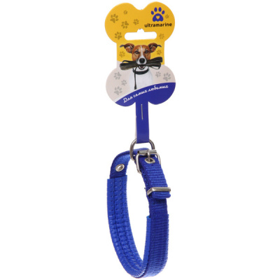 Ошейник д/собак однотонный "ЗООЛЕНД БРО",цв.синий,1,5*43см (1/12)