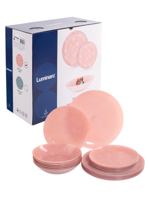 Набор столовый 18пр MELITINA PINK (ударопр.стекло) (1/2)