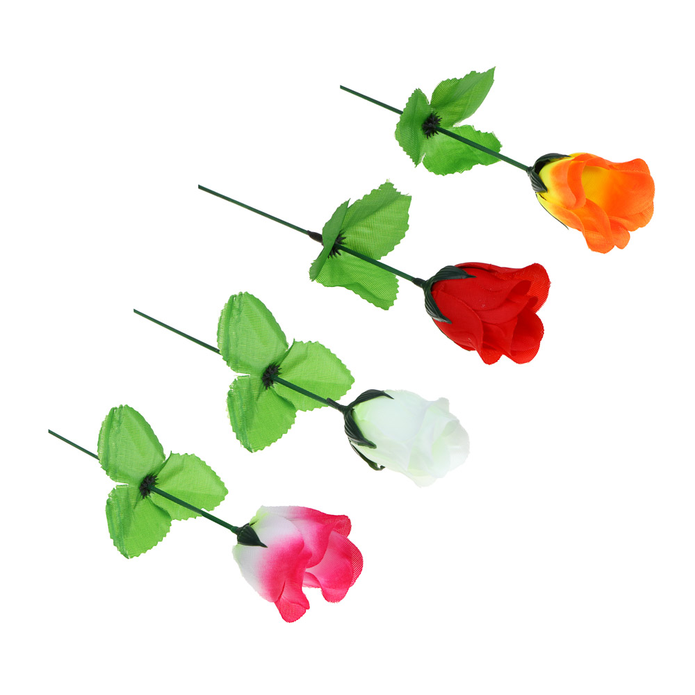 Цветок искусственный роза, 35-40 см, пластик, 4 цв LADECOR (1/60)