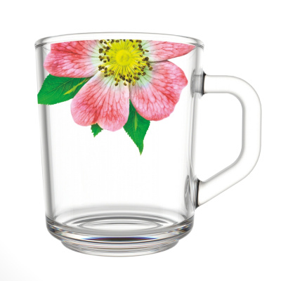 Кружка 200мл "Живая природа Китайская роза" стекло (12)