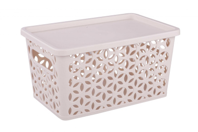 Корзина "Мираж" 290х190х150мм (с крышкой)(бежевый) пласт. (уп.15)