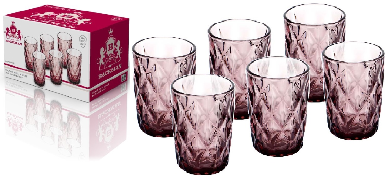 Набор стаканов 6 предметов - 390 мл стекло (4)
