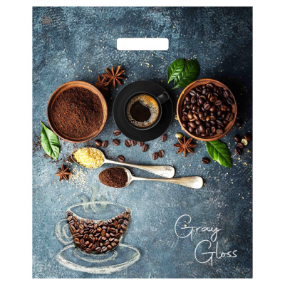 Пакет Грэй Глосс Кофе с вырубной ручкой, 48*39 см, 50 мкм, ПВД(50/500)