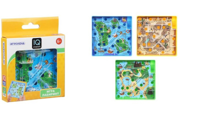 Игры в дорогу мини лабиринт, пластик, 10х10х2,1см, 3 диз (1/6/288)