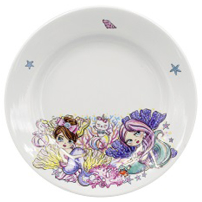 Тарелка мелкая диам. 175 мм Гладкий край Русалочки (фарфор) , р.1800 (30)