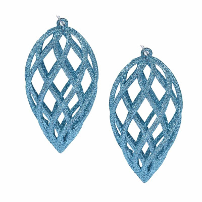 Набор подвесок декоративных, 2 шт., глиттер, синий, пластик, 12*6,5см СНОУ БУМ (1/10)