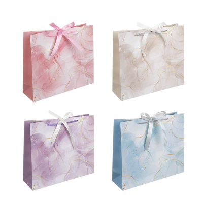 Пакет подарочный, с лентой, 30x25,5x9см, бумага, 4диз тм Fntastic (12/264)