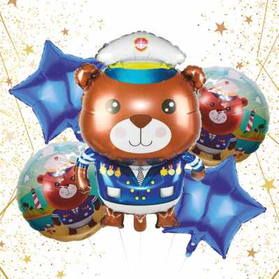 Набор шаров 5 шт "Медвежонок - Моряк" (10/10)