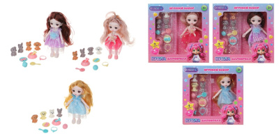 Набор игровой, кукла 15 см с питомцами и акс., 21х6х21,5 см, PP, ABS, 2 диз ИГРОЛЕНД (1/36)