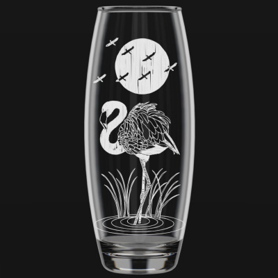 Ваза для цветов "Фламинго" h=26см (гравировка с напылением) стекло(1/6)