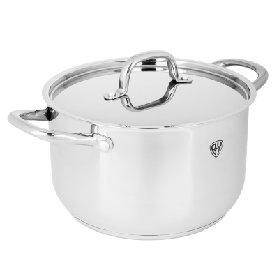 Кастрюля 24х14,5см, 6,3л, с нерж. крышкой, индукция, нерж.сталь 18/10 BY COLLECTION Промо (1/4)