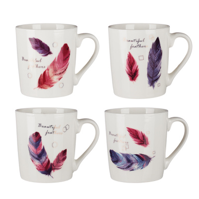 Кружка 250мл "Нежная-3""Перья" (фрф) 4цв (12/72)
