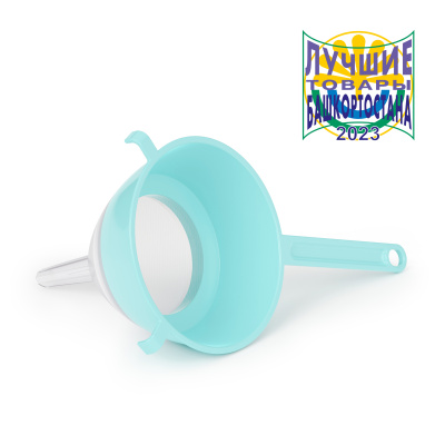 Сито (диам.130мм)(с воронкой)(голубой) пласт.(уп.20)