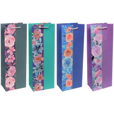 Пакет под бутылку "Цветочный сад" 36*12,5*8,5 см (12/12)