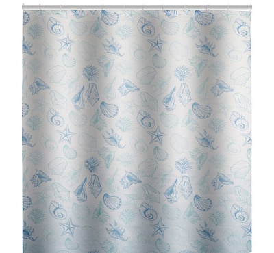 Занавеска для ванной комнаты "Ракушки", полиэстер, 180*160 см (1/24)
